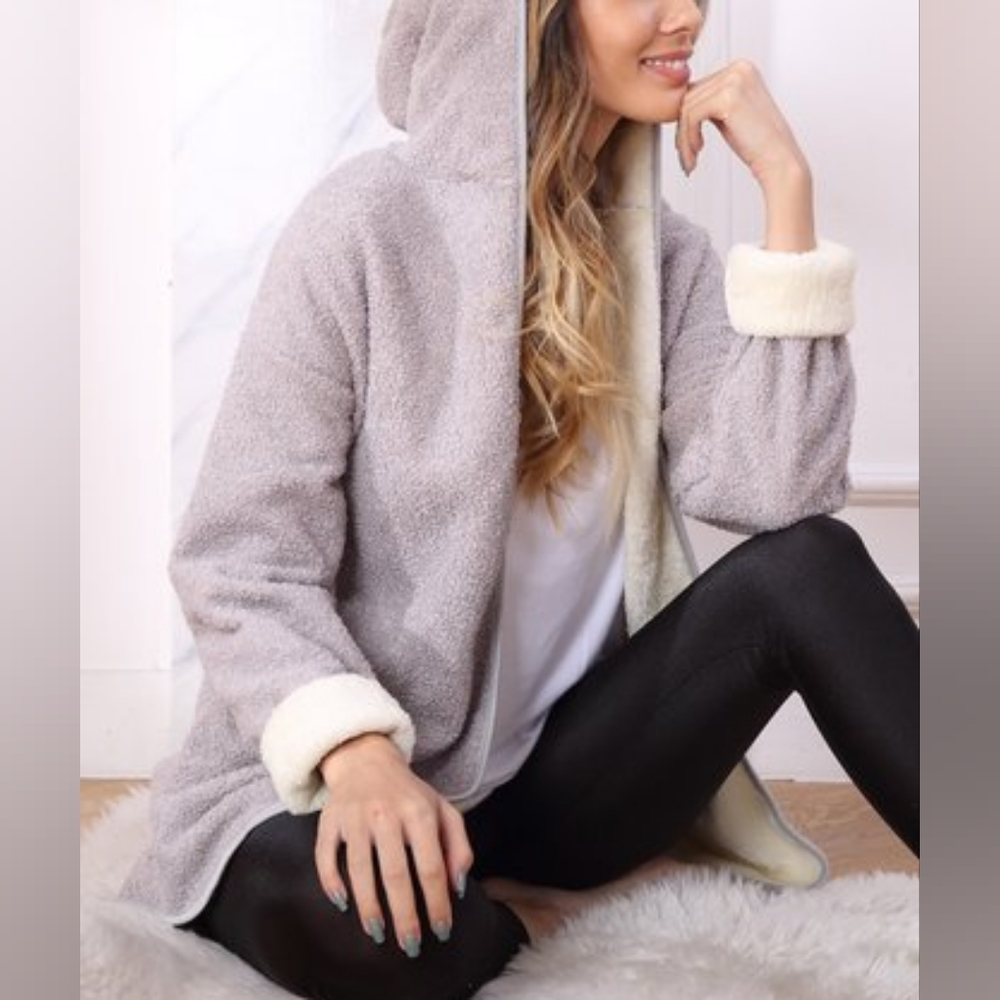 🌝Z AVENUE USA light Cream & Gray Lined Jacket